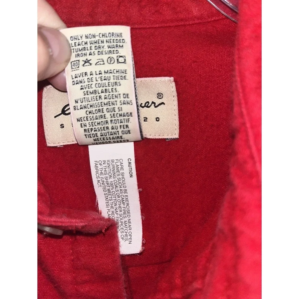 Vintage Eddie Bauer Red Flannel shirt mens xl tall button up , Heavy Thick chore